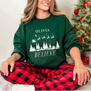 Personlig Tro Santa Släd Jul match T Shirt