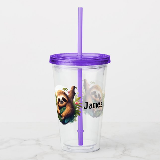 Personlig Trögdjur i Tropisk Stil Take Away Mugg (Framsida)
