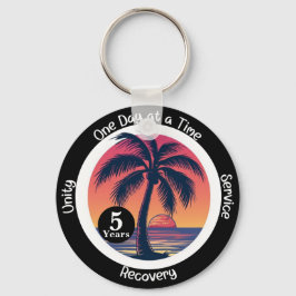 Personlig Tropical 12-stegs årsdag Chip Nyckelring