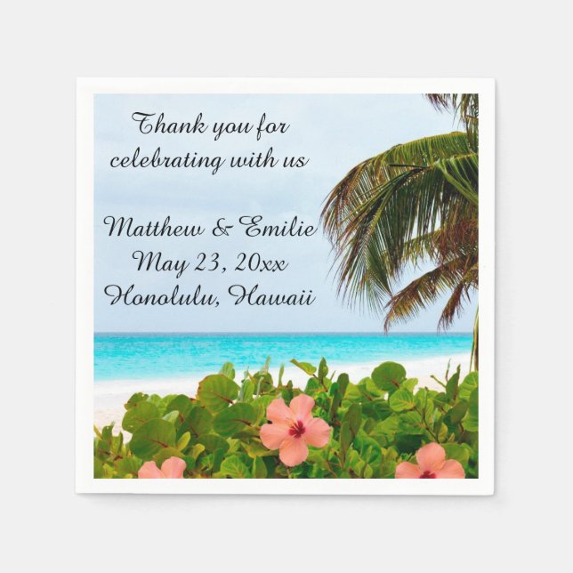 Personlig Tropical Beach Wedding Napkins Pappersservett (Framsidan)