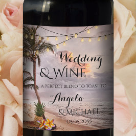Personlig Tropical Beach Wedding Vin etikett