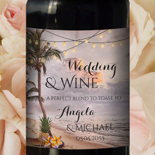 Personlig Tropical Beach Wedding Vin etikett