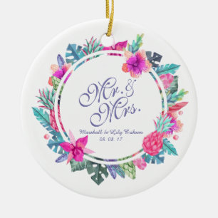 Personlig Tropical Blommigt Bröllop Ornament
