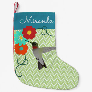 Personlig Tropical Blommigt Hummingbird Liten Julstrumpa