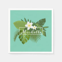 Personlig Tropical Blommigt Ram | Napkin