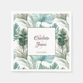 Personlig Tropical Bröllop Handflatan Frond Mönste Pappersservett