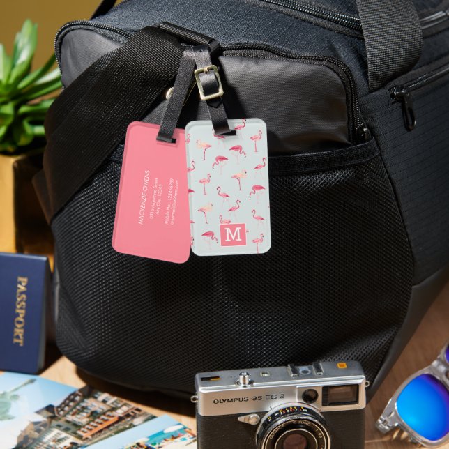 Personlig Tropical Flamingo Bagagebricka (Fram & Baksida)