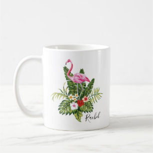 Personlig Tropical Flamingo Blommigt Kaffemugg
