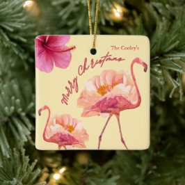 Personlig Tropical Flamingo jul Keepsak Julgransprydnad Keramik