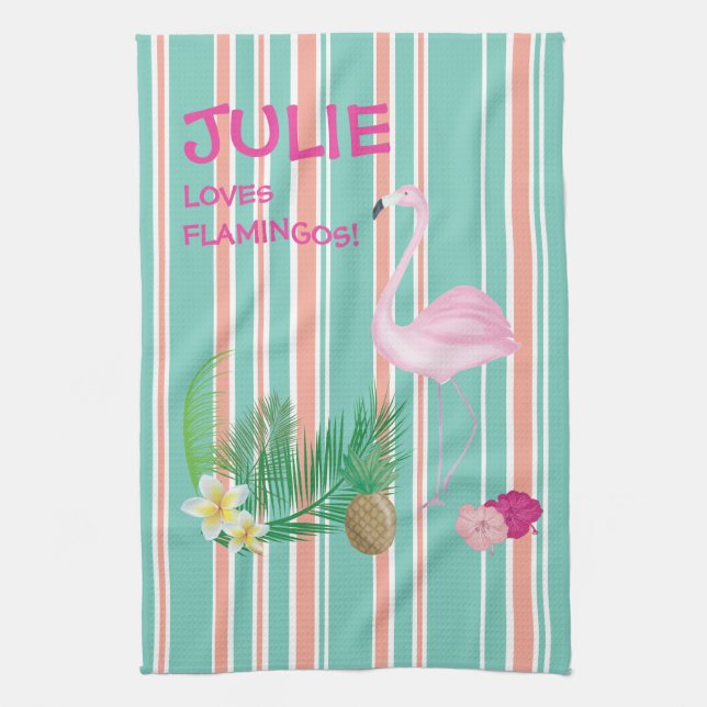 Personlig Tropical Flamingo Tea Towel Kökshandduk (Vertikal)