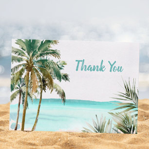 Personlig Tropical Handflatan Träd Löv Blue Beach Tack Kort