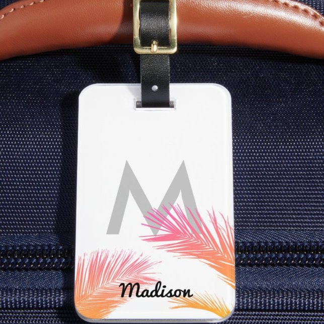 Personlig Tropical Handflatan Träd Monogram Anpass Bagagebricka ("Everyday is abundantly beautiful." 
Sincerely Best Wishes from Lucky Design World)
