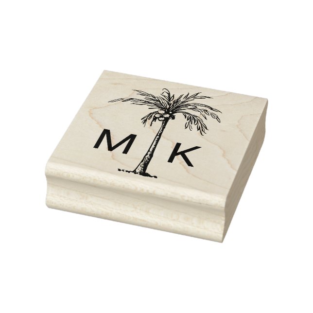 Personlig Tropical Handflatan Träd Monogram Stämpel (Stämpel)