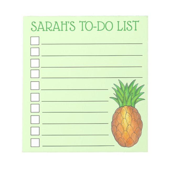 Personlig Tropical Island Pineapple to Do List Anteckningsblock (Framsida)
