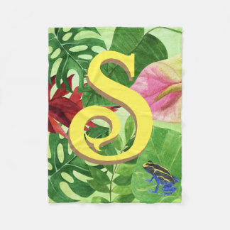 Personlig Tropical löv Botanical djungelgroda Fleecefilt