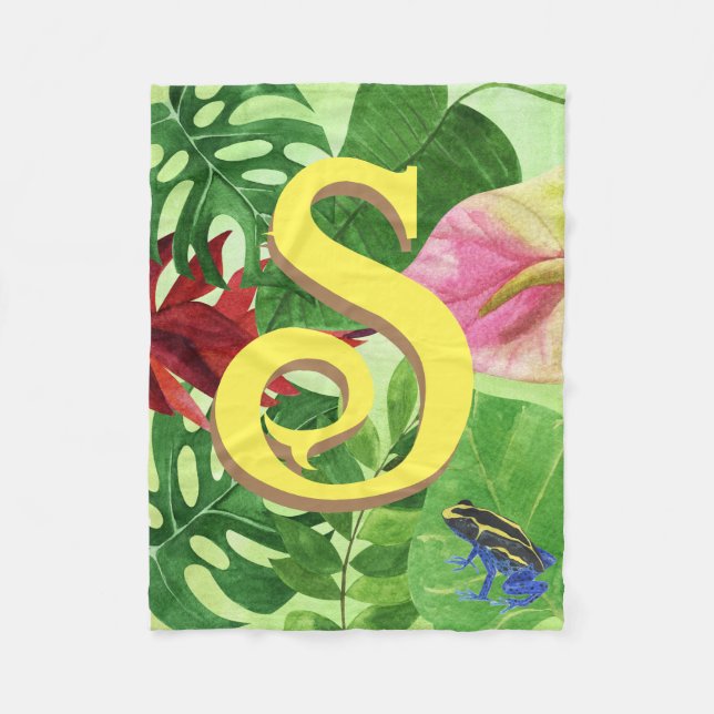 Personlig Tropical löv Botanical djungelgroda Fleecefilt (Framsidan)