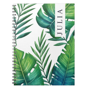 Personlig Tropical Löv Watercolor Anteckningsbok