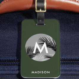 Personlig Tropical Monogram | Grönt för jägare Bagagebricka