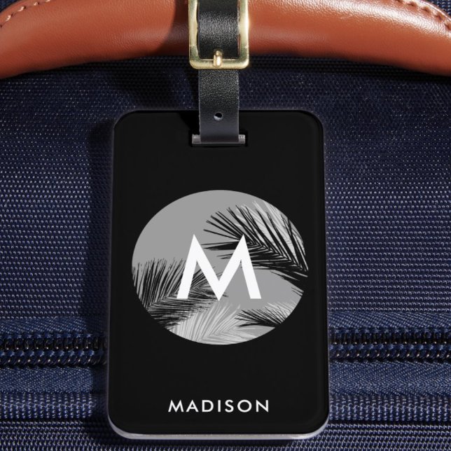 Personlig Tropical Monogram Modern Anpassningsbar Bagagebricka ("Everyday is abundantly beautiful." 
Sincerely Best Wishes from Lucky Design World)