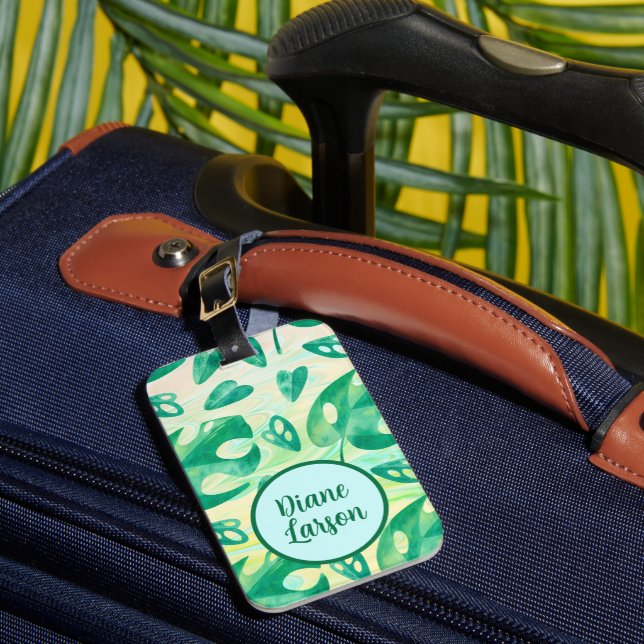 Personlig Tropical Monstera Löv Grönt Luxury Bagagebricka (Framsida Insitu 1)