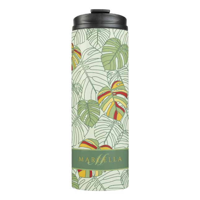 Personlig Tropical Monstera Löv Tumbler (Framsida)