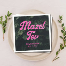 Personlig Tropical Neon Bat mitzvah Napkins