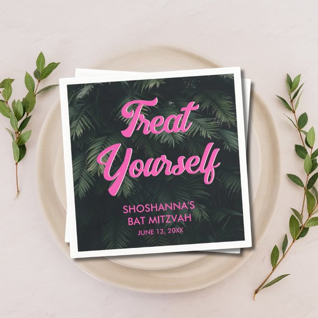 Personlig Tropical Neon Bat mitzvah Napkins Pappersservett (Personalized Tropical Neon Bat Mitzvah Napkins)