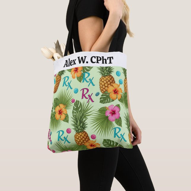 Personlig Tropical Pineapple & RX Pharmacy Tote Tygkasse (Närbild)
