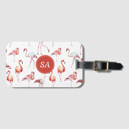 Personlig Tropical Rosa Flamingo Watercolor Bagagebricka
