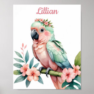 Personlig Tropical Safari Girl Nursery Art Poster