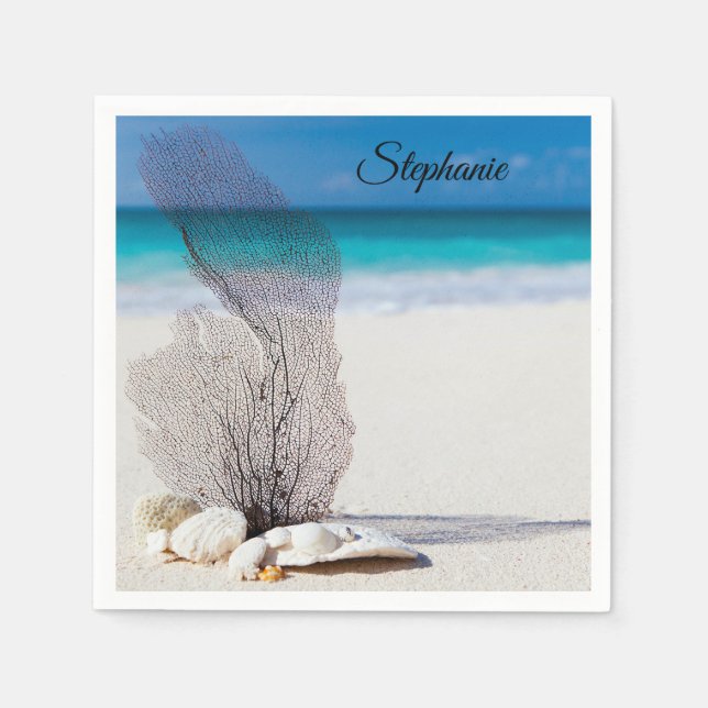 Personlig Tropical Snäcka Coral Cocktail Napkins Pappersservett (Framsidan)