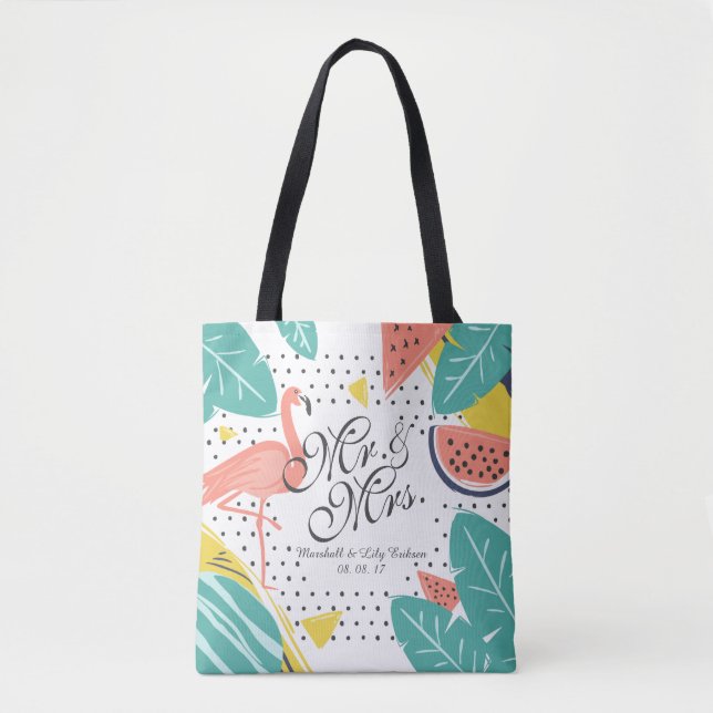 Personlig Tropical Summer Bröllop Tote Bag Tygkasse (Framsida)