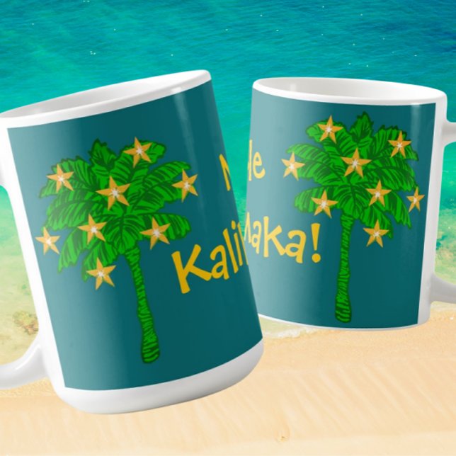 Personlig Tropisk Palmljus Stjärna  Kaffemugg (Personalize with your own message!)