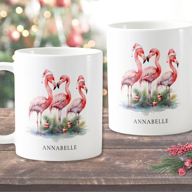 Personlig tropisk strandjul kaffemugg (Personalized Tropical Beach Christmas Coffee Mug)