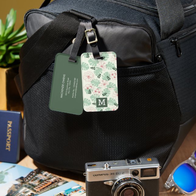 Personlig Tropiska monstera-anläggningar Bagagebricka (Fram & Baksida)