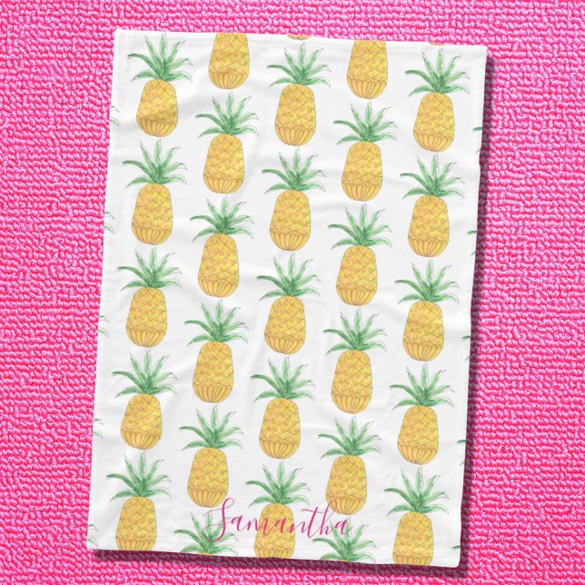 Personlig Tropiskt ananas Mönster Fleecefilt (Skapare uppladdad)