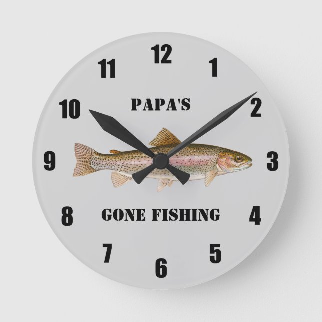 Personlig Trout Borta Fishing Large Clock Rund Klocka (Framsida)