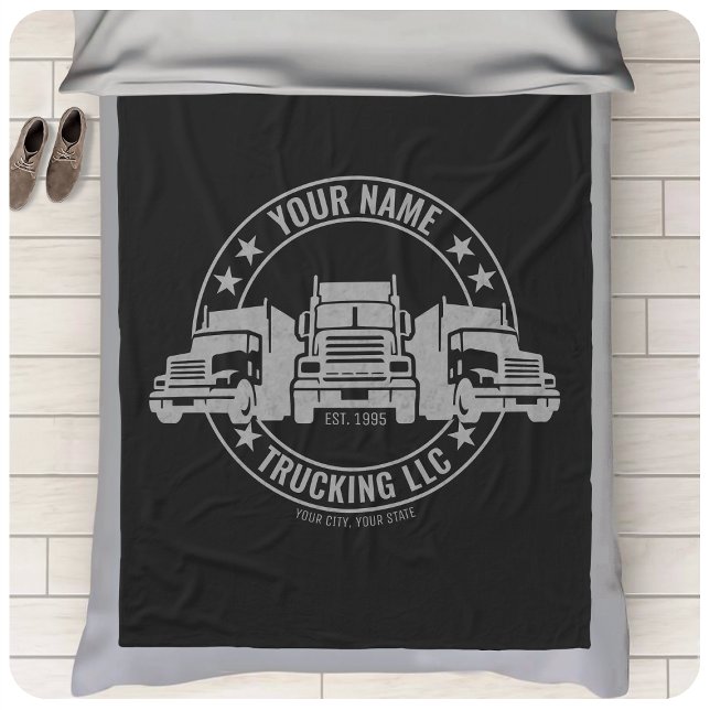 Personlig Trucker Big Rig Semi Lastbil Trucking Fleecefilt (Skapare uppladdad)