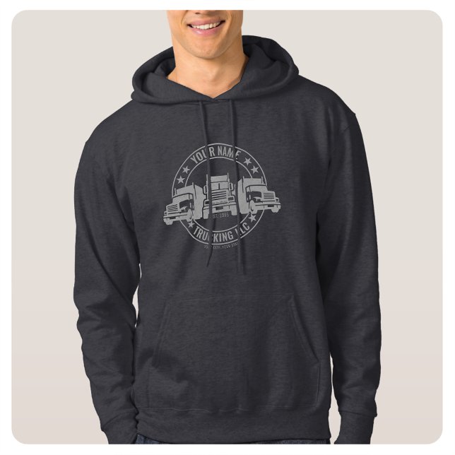 Personlig Trucker Big Rig Semi Lastbil Trucking Hoodie (Skapare uppladdad)