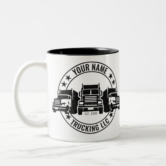 Personlig Trucker Big Rig Semi Lastbil Trucking Två-Tonad Mugg (Vänster)