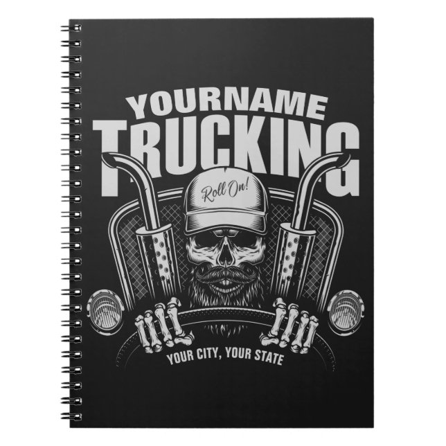 Personlig Trucker Skull Trucker Big Rig Lastbil Anteckningsbok (Framsidan)