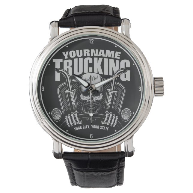 Personlig Trucker Skull Trucker Big Rig Lastbil Armbandsur (Framsida)
