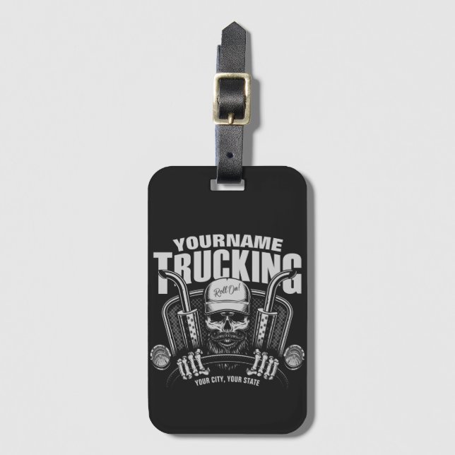 Personlig Trucker Skull Trucker Big Rig Lastbil Bagagebricka (Framsida vertikal)