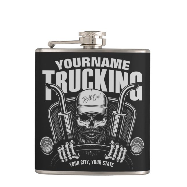 Personlig Trucker Skull Trucker Big Rig Lastbil  Fickplunta (Framsidan)