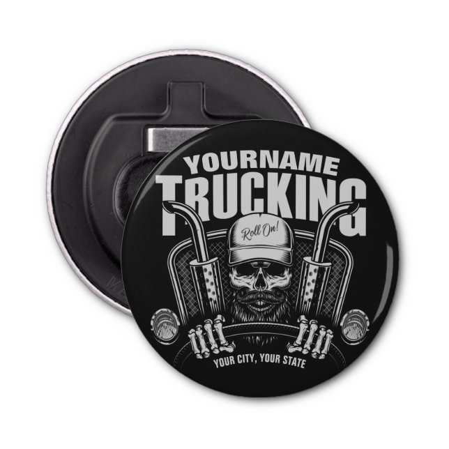 Personlig Trucker Skull Trucker Big Rig Lastbil  Flasköppnare (Framsidan)