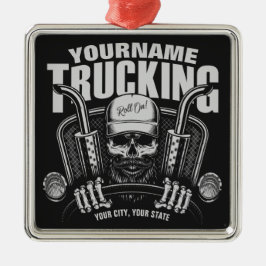 Personlig Trucker Skull Trucker Big Rig Lastbil  Julgransprydnad Metall