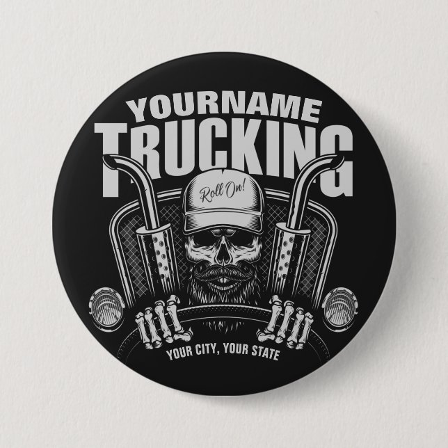 Personlig Trucker Skull Trucker Big Rig Lastbil Knapp (Framsida)