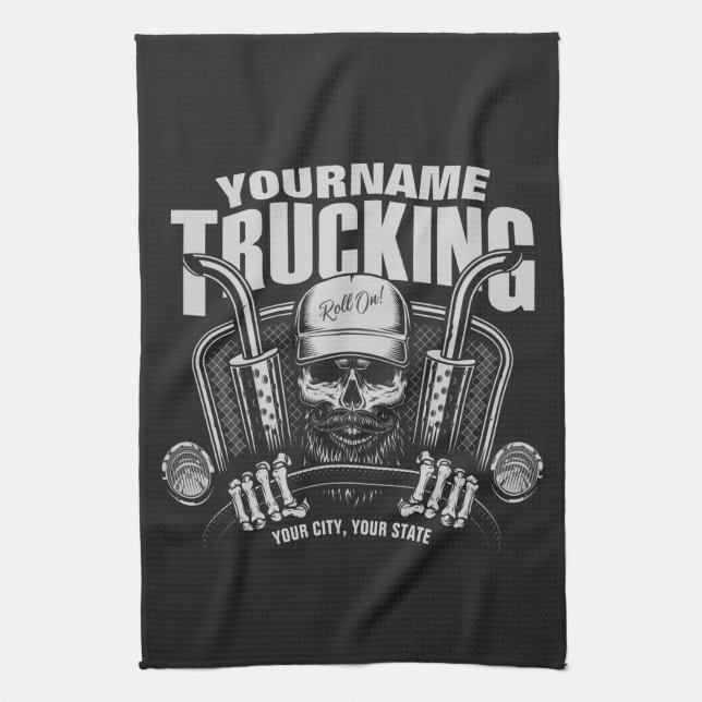 Personlig Trucker Skull Trucker Big Rig Lastbil Kökshandduk (Vertikal)