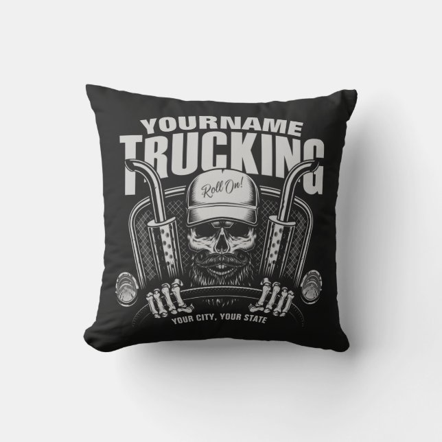 Personlig Trucker Skull Trucker Big Rig Lastbil Kudde (Framsida)