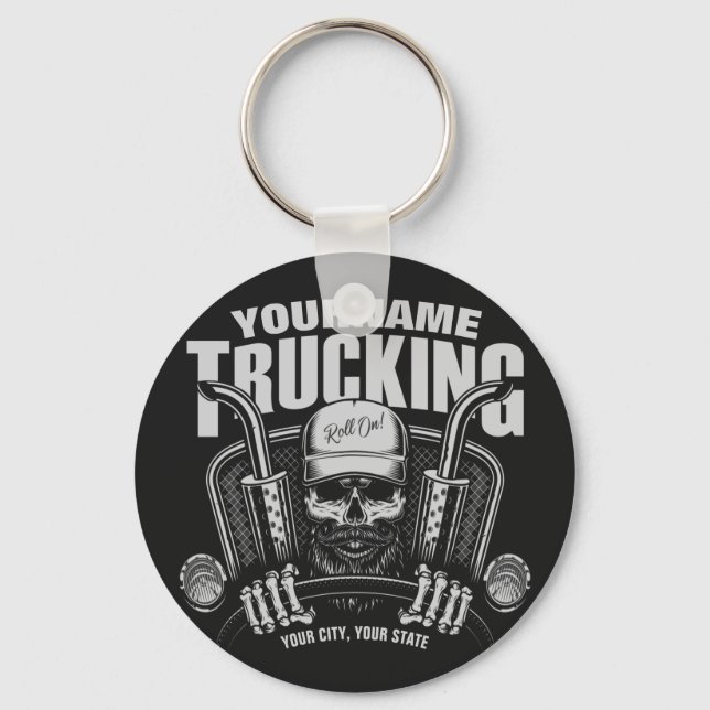 Personlig Trucker Skull Trucker Big Rig Lastbil Nyckelring (Framsida)